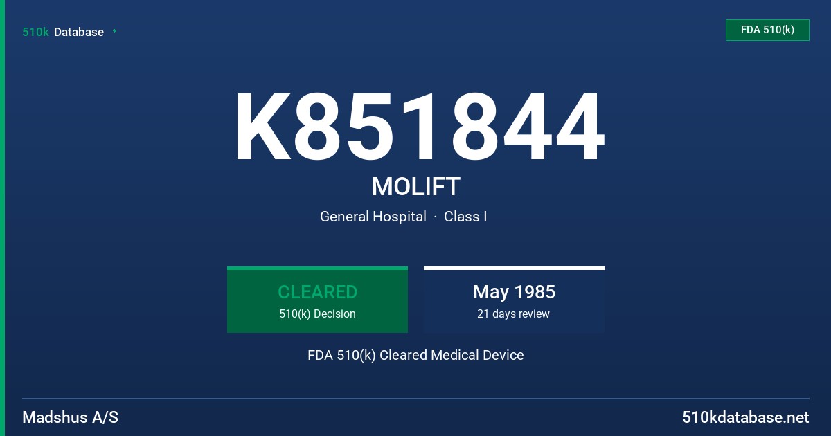 K851844 MOLIFT FDA 510(k) Cleared Medical Device