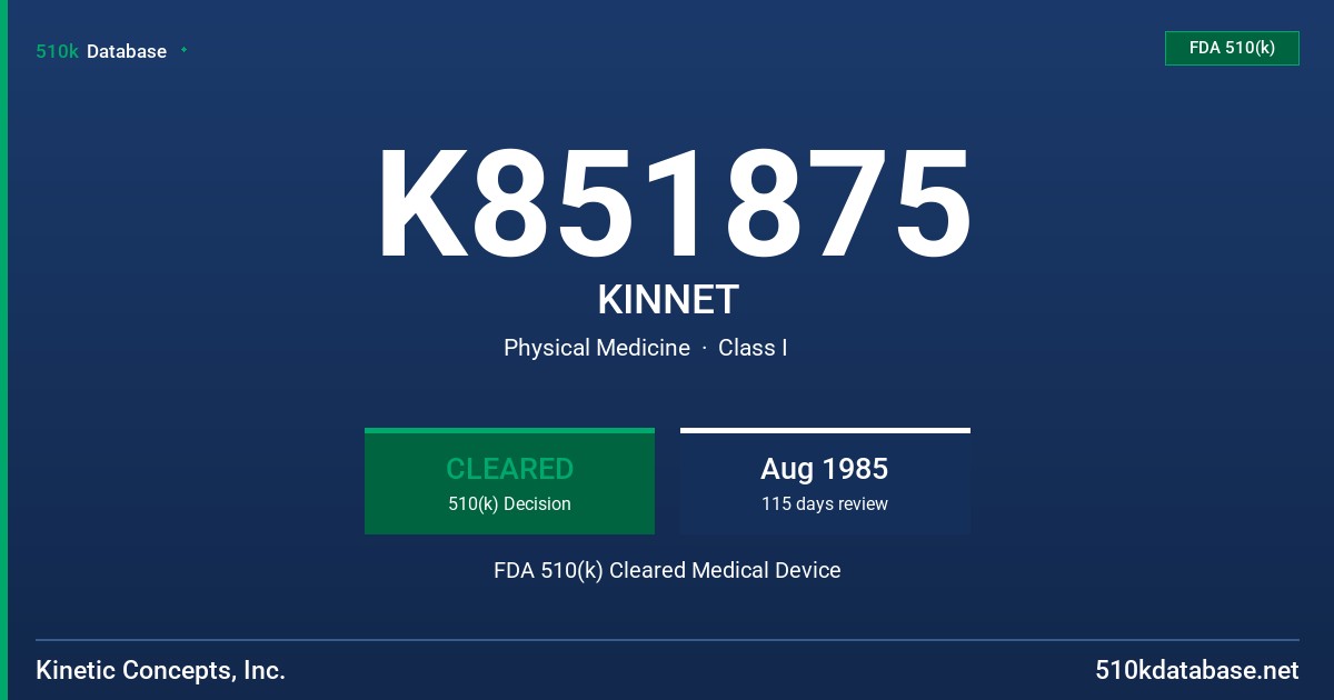 K851875 KINNET FDA 510(k) Cleared Medical Device