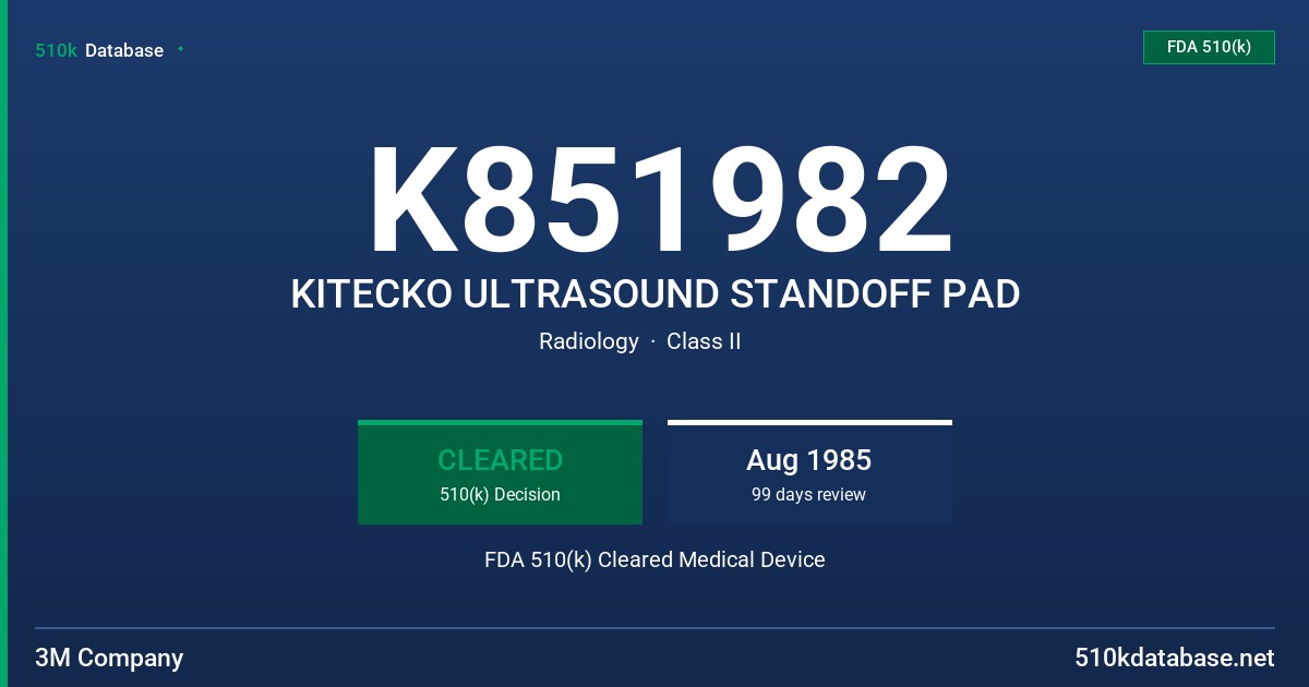 K851982 KITECKO ULTRASOUND STANDOFF PAD FDA 510(k) Cleared Medical Device