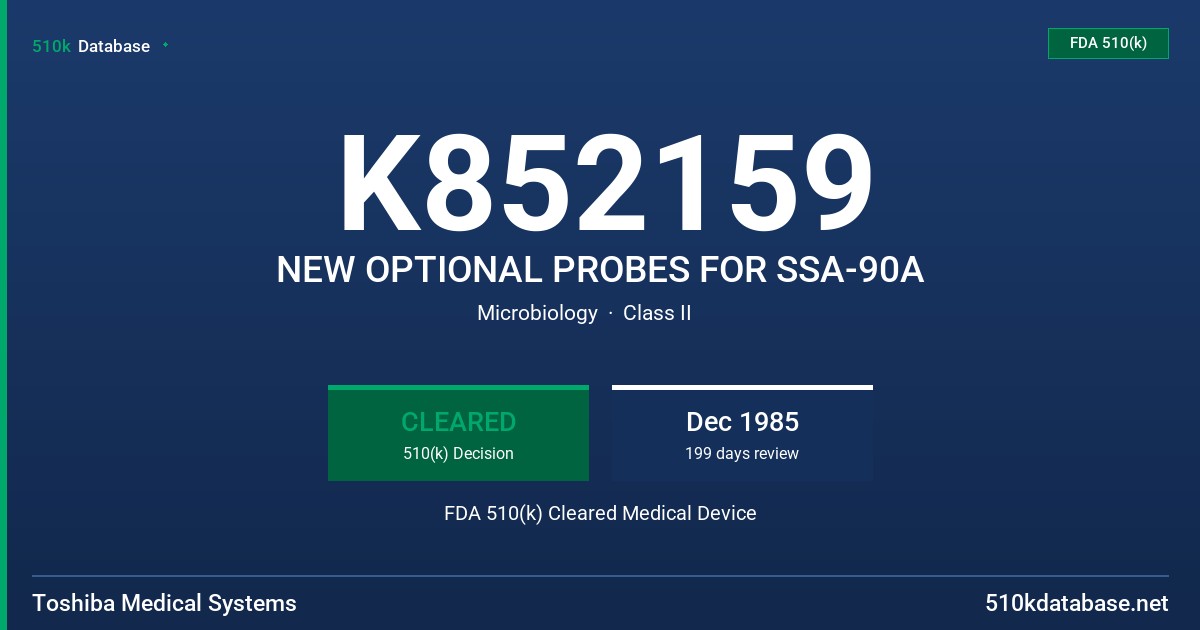 K852159 NEW OPTIONAL PROBES FOR SSA-90A FDA 510(k) Cleared Medical Device