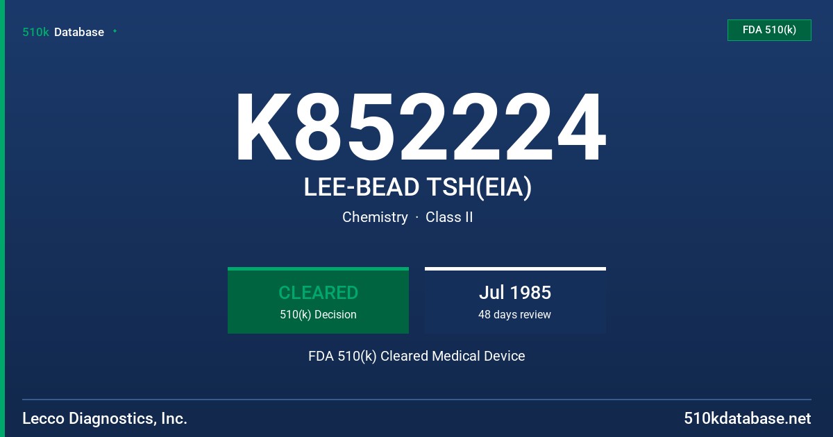 K852224 LEE-BEAD TSH(EIA) FDA 510(k) Cleared Medical Device
