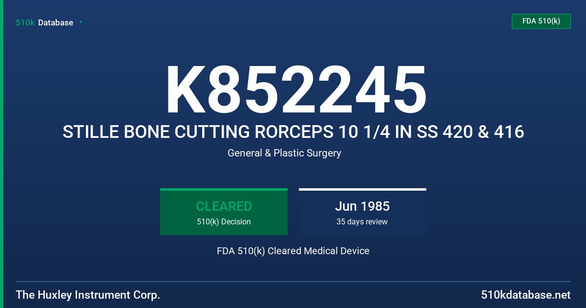 K852245 STILLE BONE CUTTING RORCEPS 10 1/4 IN SS 420 & 416 FDA 510(k) Cleared Medical Device