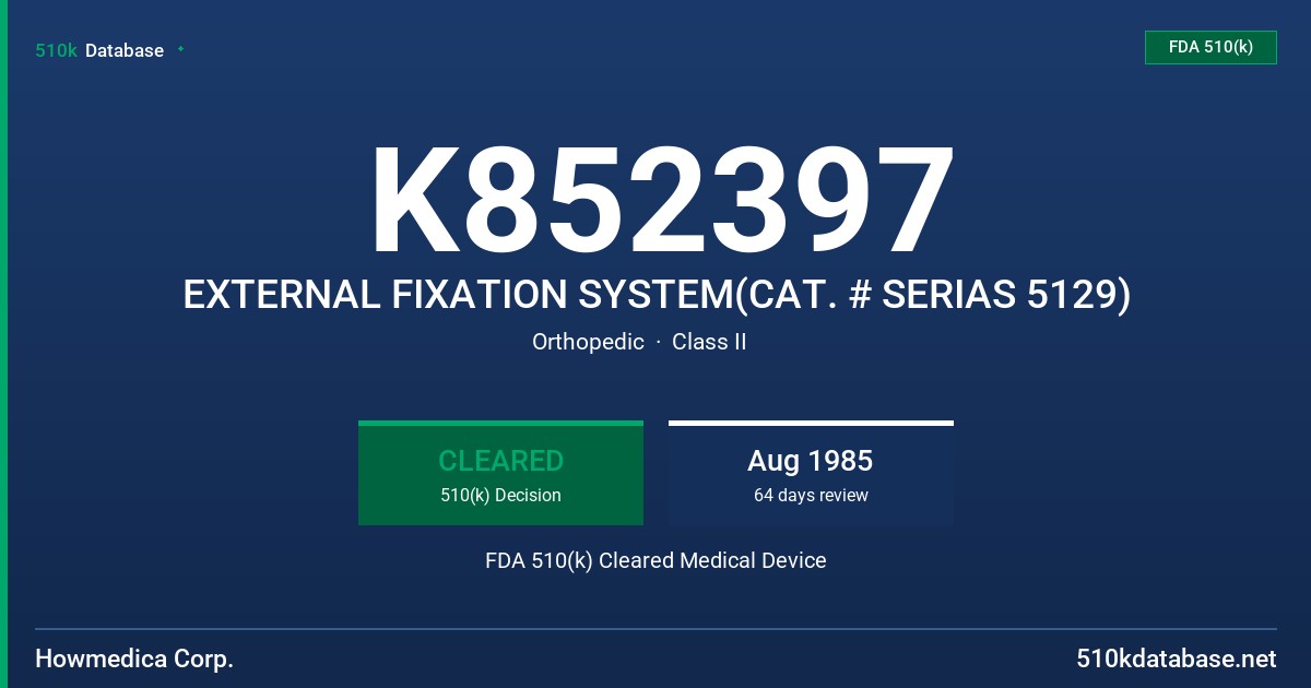 K852397 EXTERNAL FIXATION SYSTEM(CAT. # SERIAS 5129) FDA 510(k) Cleared Medical Device