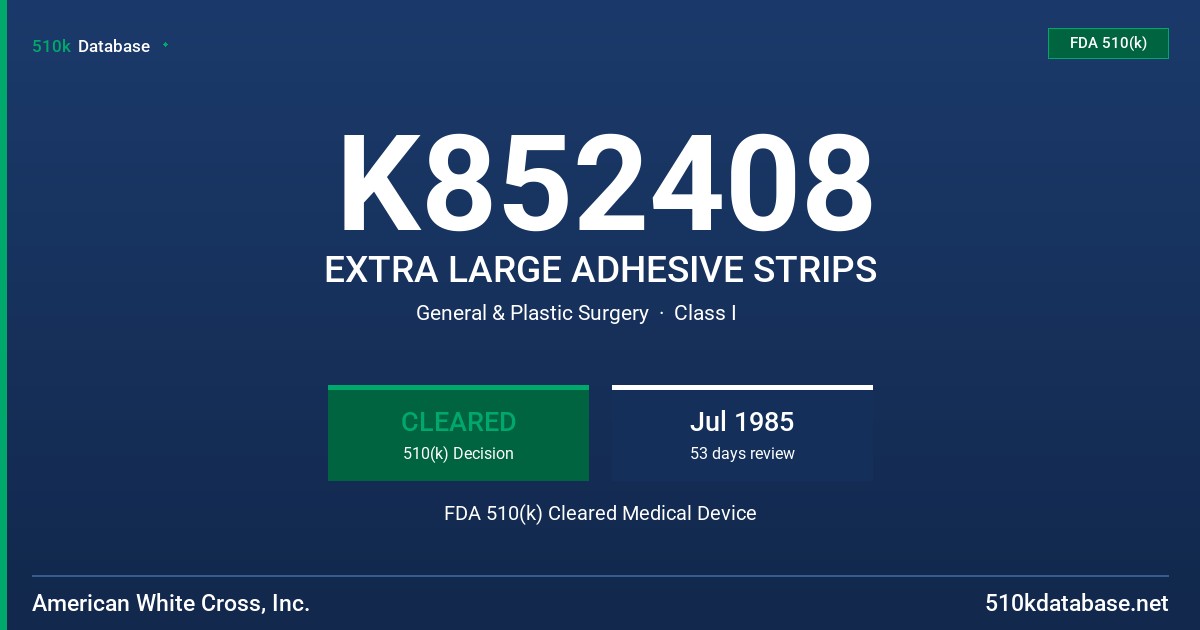 K852408 EXTRA LARGE ADHESIVE STRIPS FDA 510(k) Cleared Medical Device
