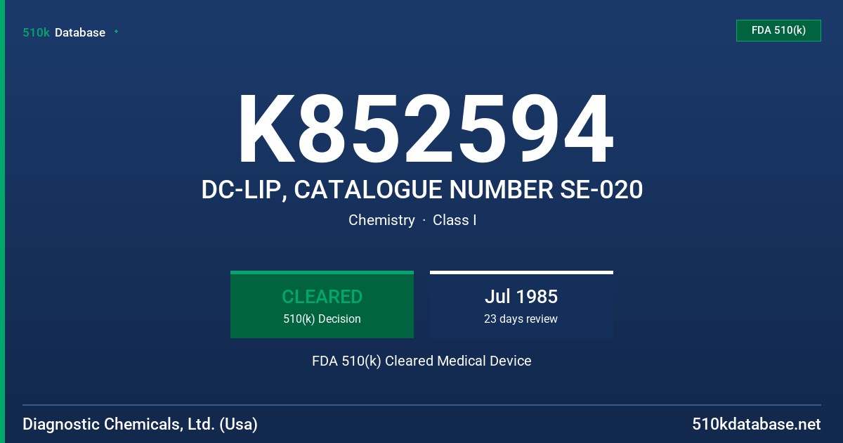 K852594 DC-LIP, CATALOGUE NUMBER SE-020 FDA 510(k) Cleared Medical Device