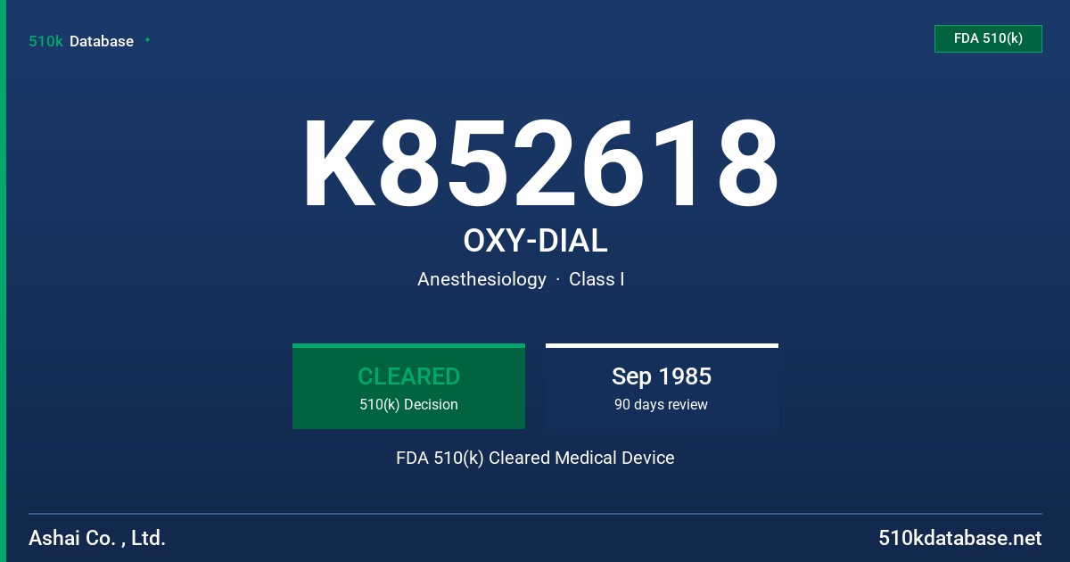 K852618 OXY-DIAL FDA 510(k) Cleared Medical Device