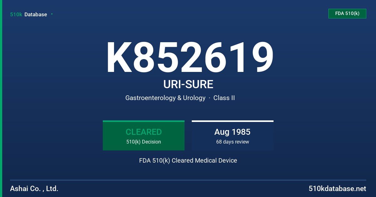 K852619 URI-SURE FDA 510(k) Cleared Medical Device