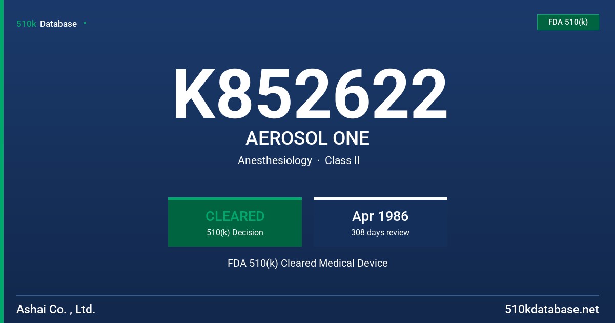 K852622 AEROSOL ONE FDA 510(k) Cleared Medical Device
