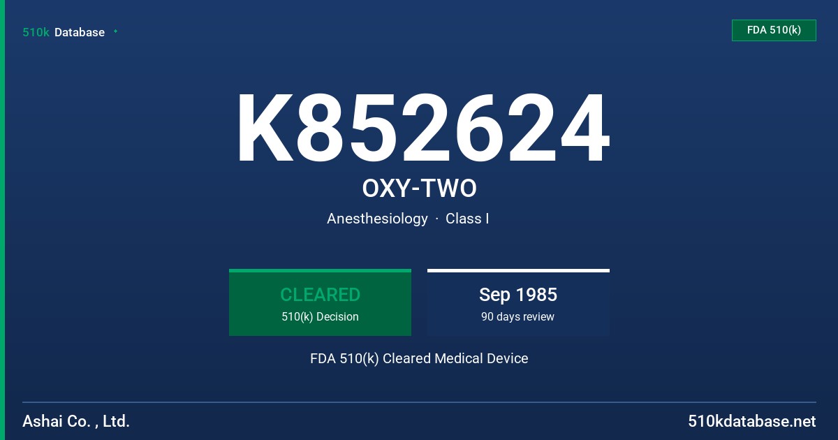 K852624 OXY-TWO FDA 510(k) Cleared Medical Device