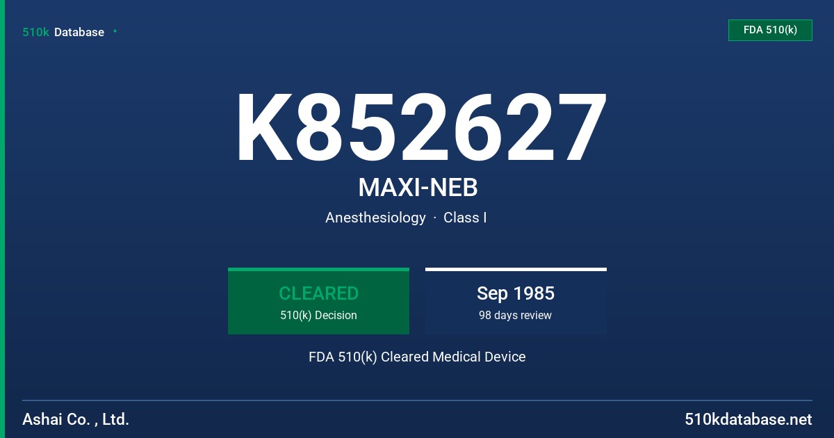K852627 MAXI-NEB FDA 510(k) Cleared Medical Device
