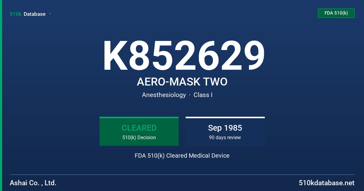 K852629 AERO-MASK TWO FDA 510(k) Cleared Medical Device