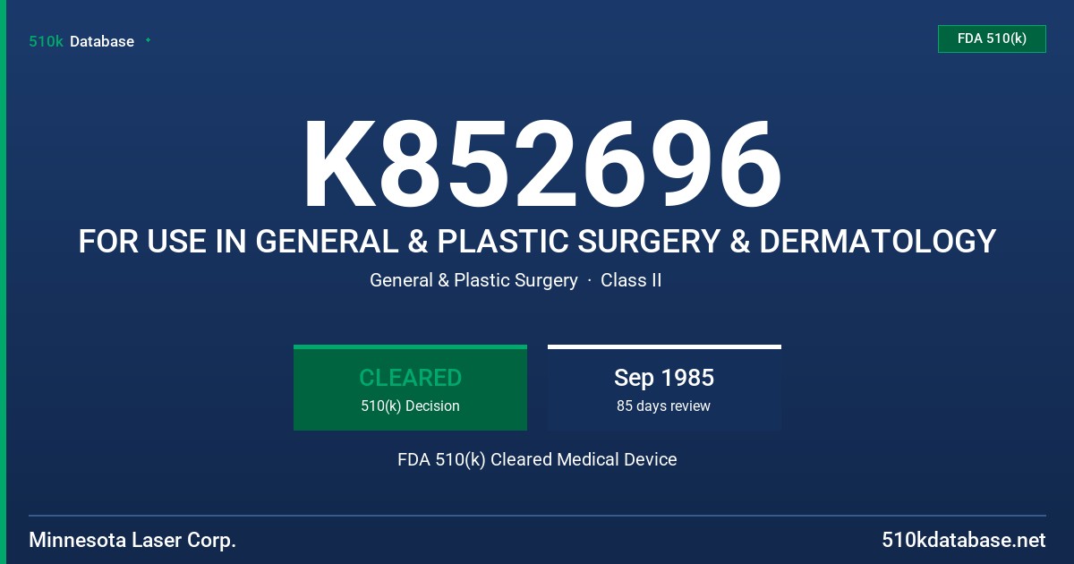 K852696 FOR USE IN GENERAL & PLASTIC SURGERY & DERMATOLOGY FDA 510(k) Cleared Medical Device