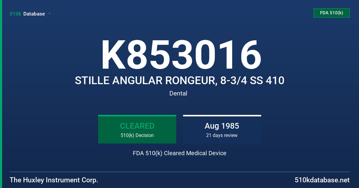 K853016 STILLE ANGULAR RONGEUR, 8-3/4 SS 410 FDA 510(k) Cleared Medical Device