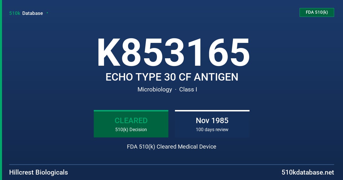 K853165 ECHO TYPE 30 CF ANTIGEN FDA 510(k) Cleared Medical Device