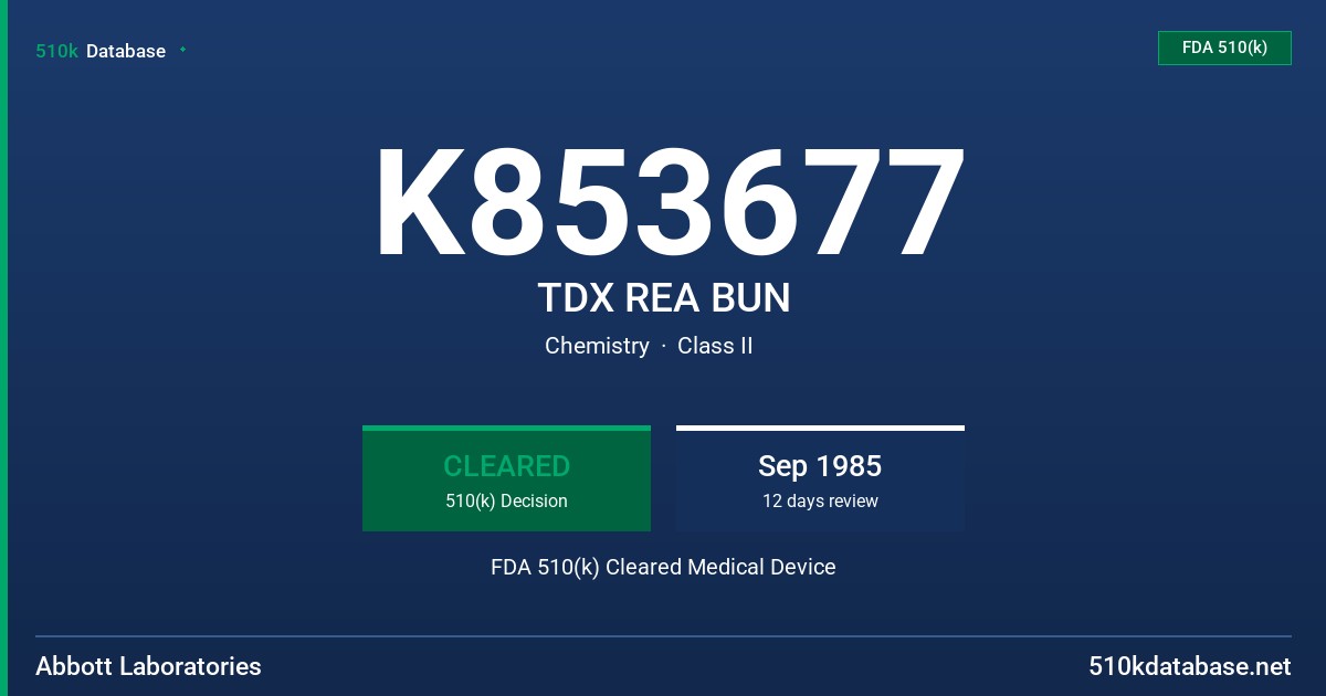 K853677 TDX REA BUN FDA 510(k) Cleared Medical Device