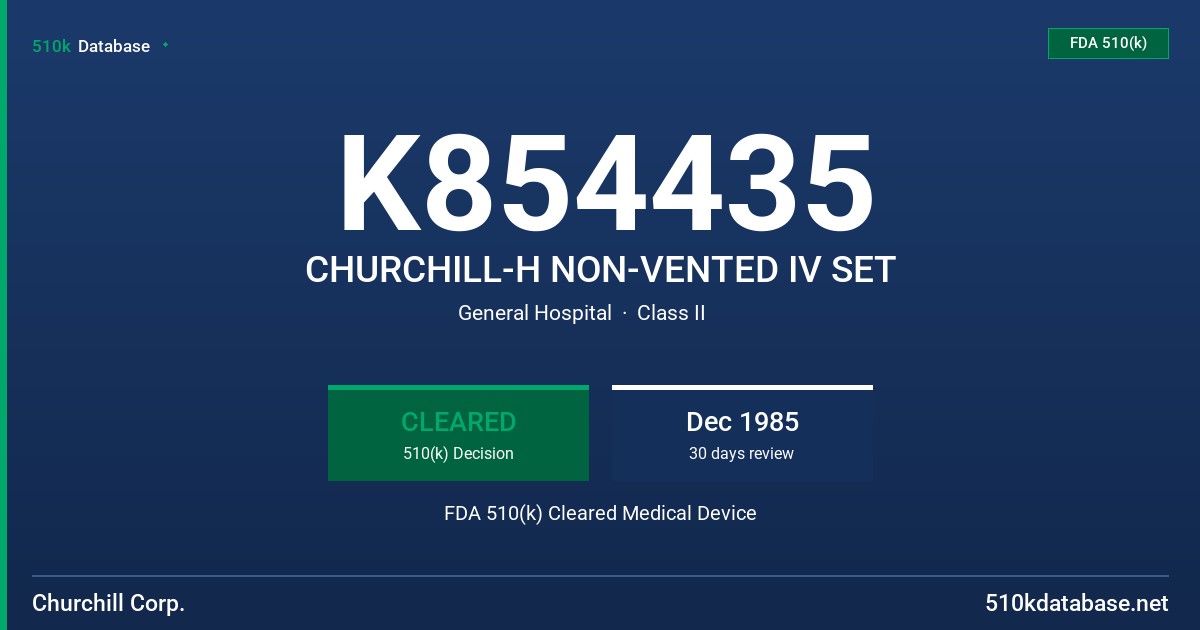 K854435 CHURCHILL-H NON-VENTED IV SET FDA 510(k) Cleared Medical Device