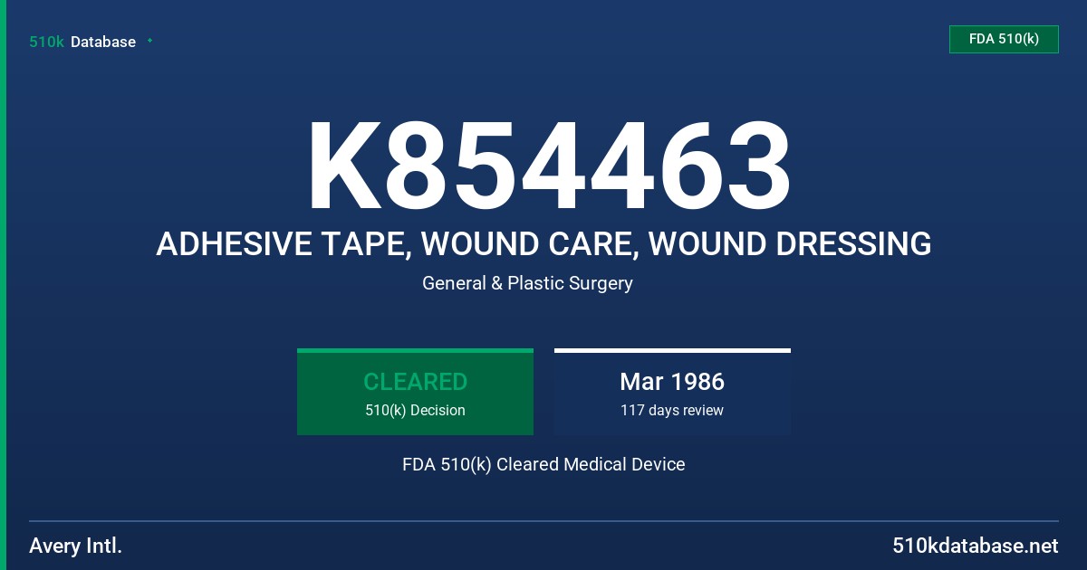 K854463 ADHESIVE TAPE, WOUND CARE, WOUND DRESSING FDA 510(k) Cleared Medical Device