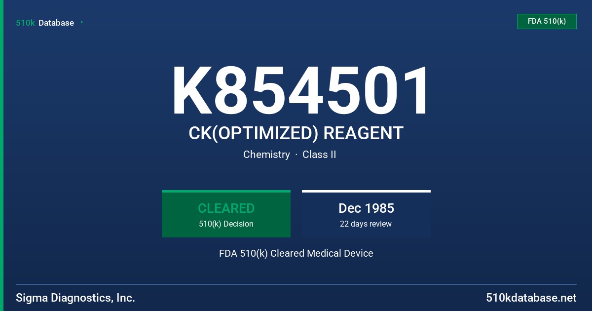 K854501 CK(OPTIMIZED) REAGENT FDA 510(k) Cleared Medical Device