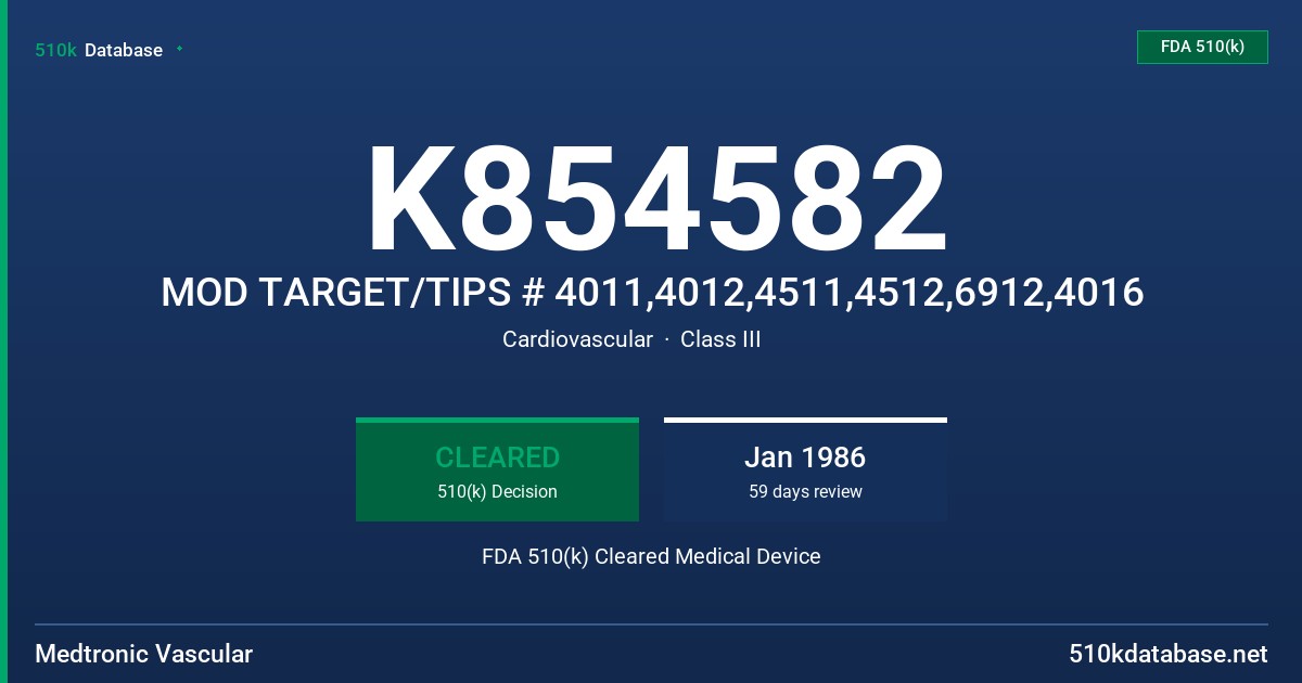 K854582 MOD TARGET/TIPS # 4011,4012,4511,4512,6912,4016 FDA 510(k) Cleared Medical Device