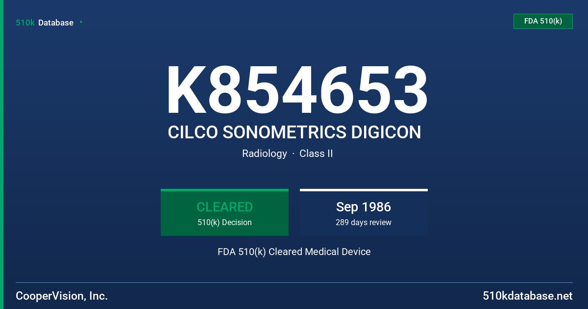 K854653 CILCO SONOMETRICS DIGICON FDA 510(k) Cleared Medical Device
