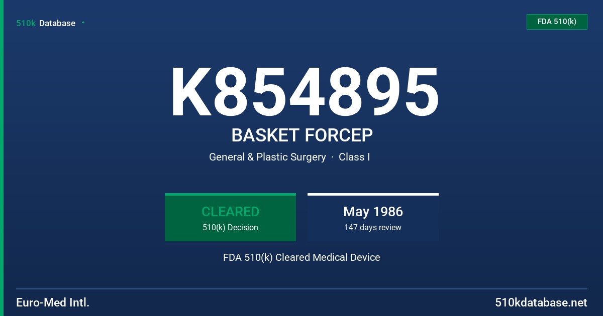 K854895 BASKET FORCEP FDA 510(k) Cleared Medical Device