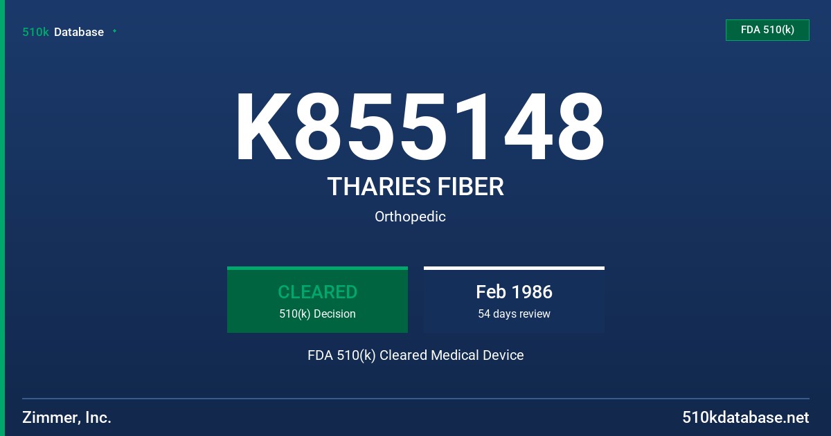 K855148 THARIES FIBER FDA 510(k) Cleared Medical Device