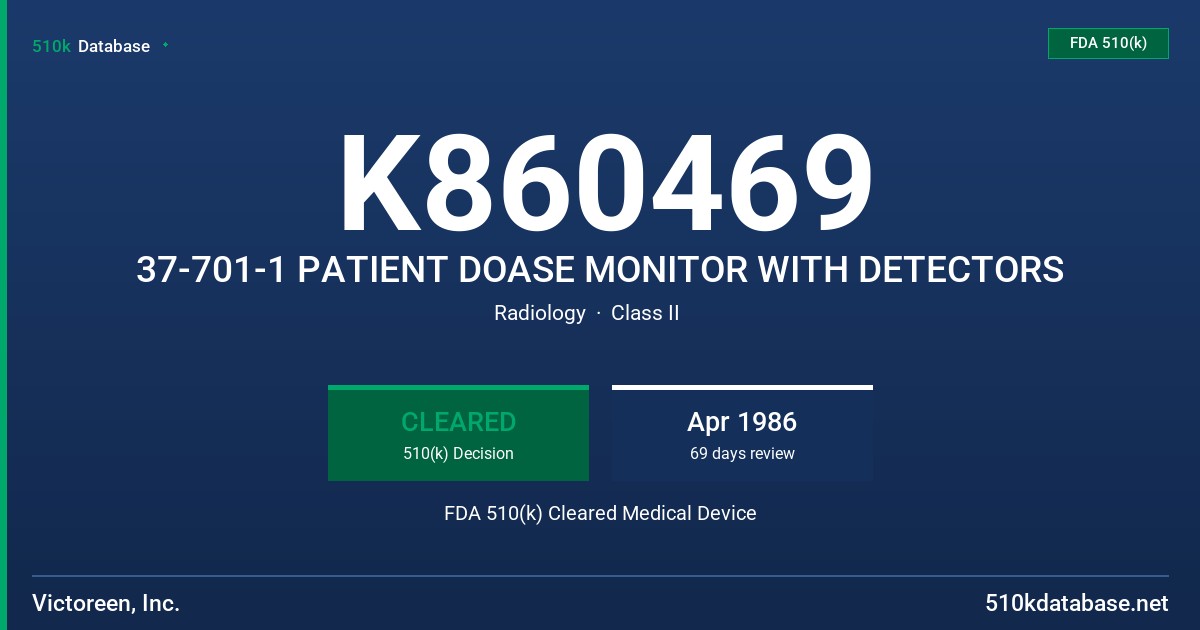 K860469 37-701-1 PATIENT DOASE MONITOR WITH DETECTORS FDA 510(k) Cleared Medical Device