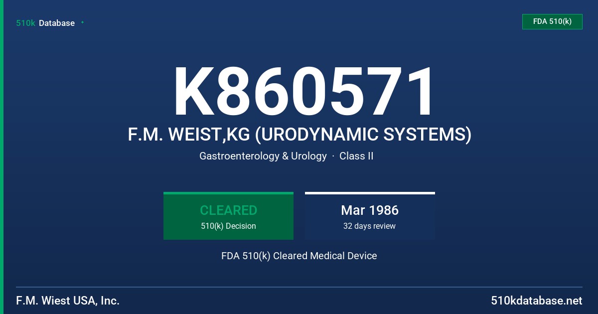 K860571 F.M. WEIST,KG (URODYNAMIC SYSTEMS) FDA 510(k) Cleared Medical Device