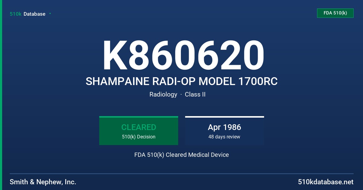 K860620 SHAMPAINE RADI-OP MODEL 1700RC FDA 510(k) Cleared Medical Device