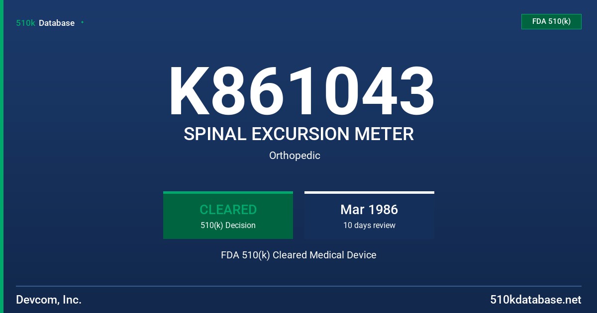 K861043 SPINAL EXCURSION METER FDA 510(k) Cleared Medical Device