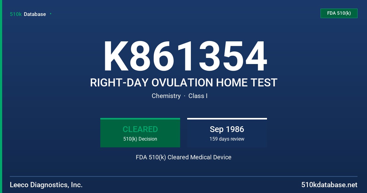 K861354 RIGHT-DAY OVULATION HOME TEST FDA 510(k) Cleared Medical Device