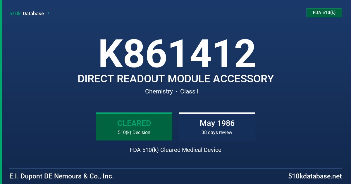 K861412 DIRECT READOUT MODULE ACCESSORY FDA 510(k) Cleared Medical Device