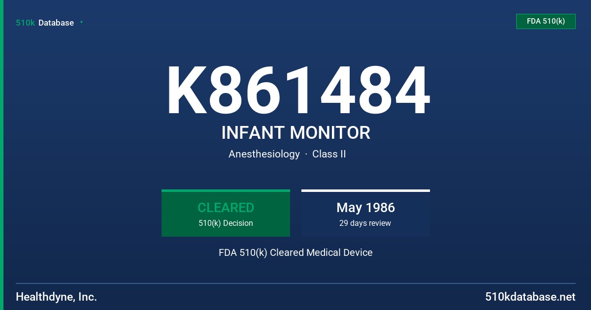 K861484 INFANT MONITOR FDA 510(k) Cleared Medical Device