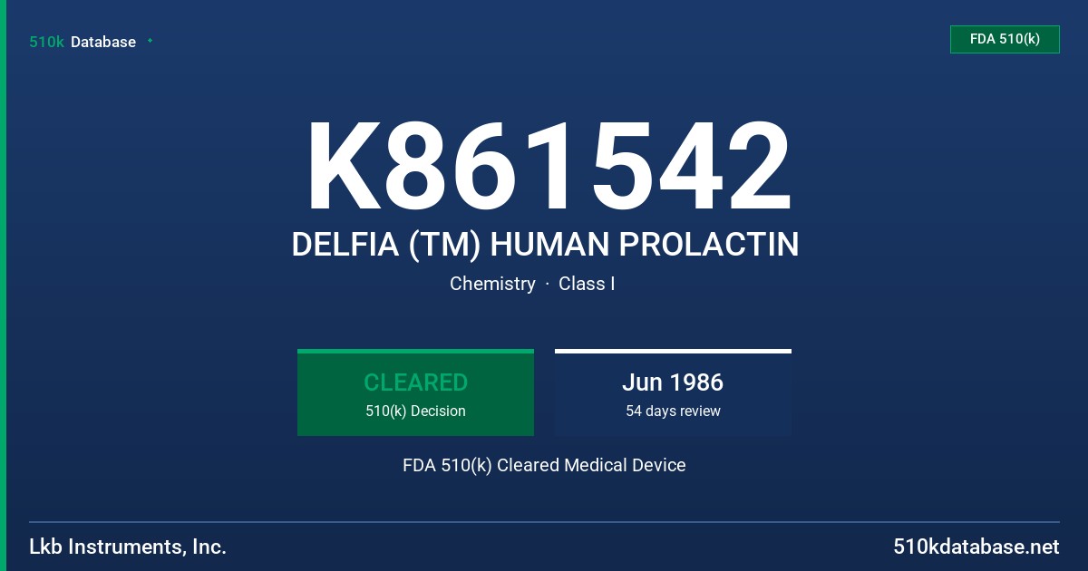 K861542 DELFIA (TM) HUMAN PROLACTIN FDA 510(k) Cleared Medical Device