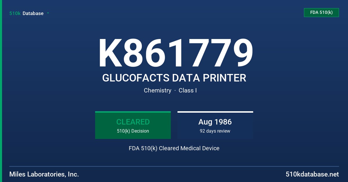 K861779 GLUCOFACTS DATA PRINTER FDA 510(k) Cleared Medical Device