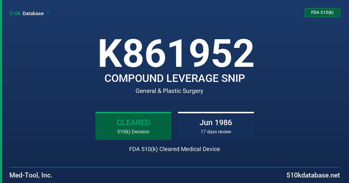 K861952 COMPOUND LEVERAGE SNIP FDA 510(k) Cleared Medical Device