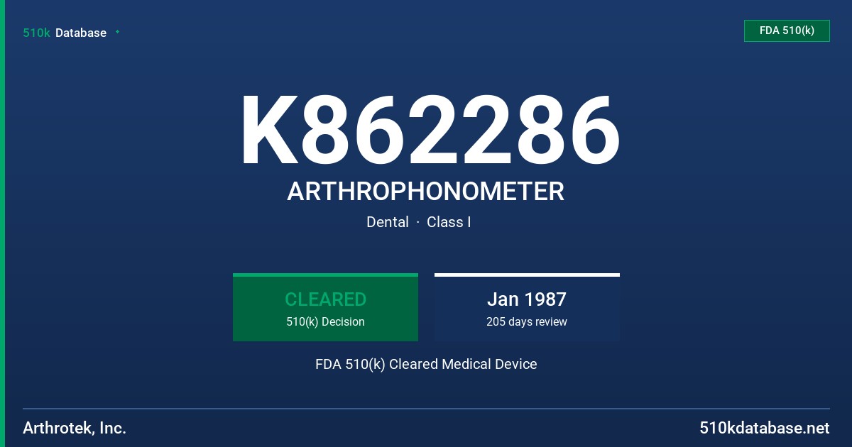 K862286 ARTHROPHONOMETER FDA 510(k) Cleared Medical Device