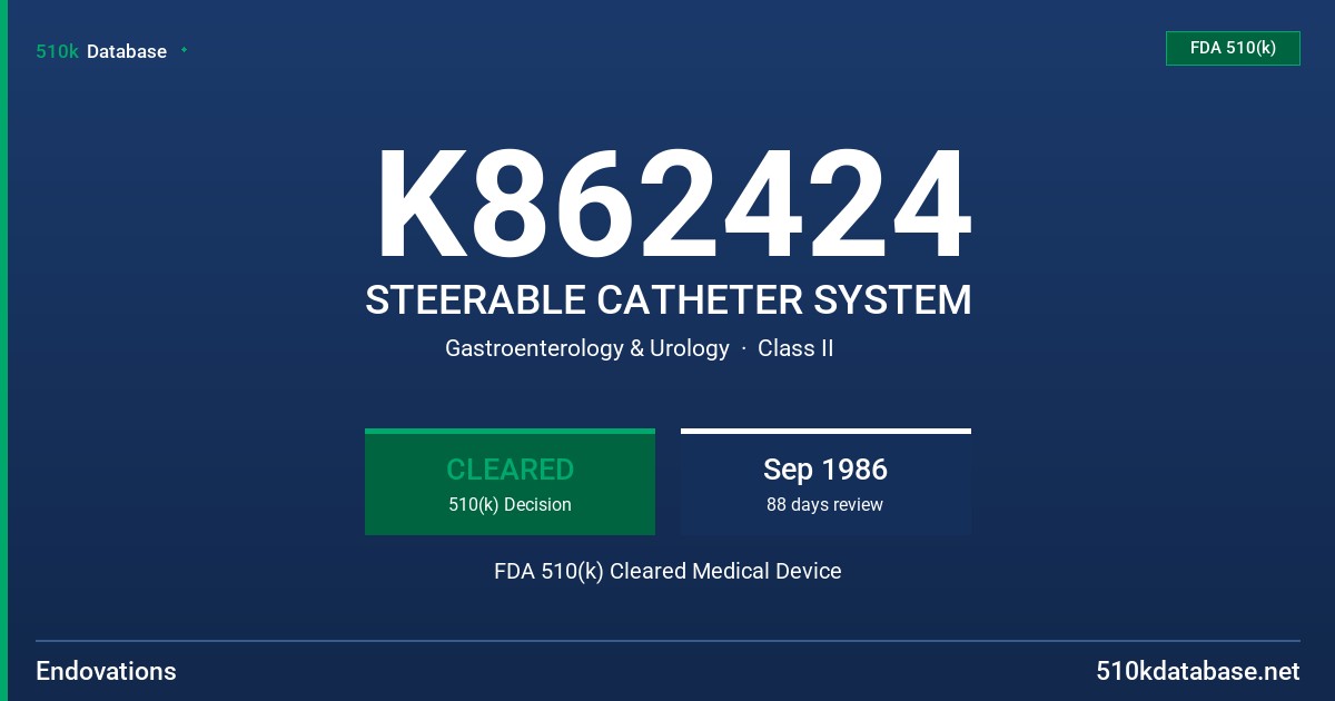 K862424 STEERABLE CATHETER SYSTEM FDA 510(k) Cleared Medical Device