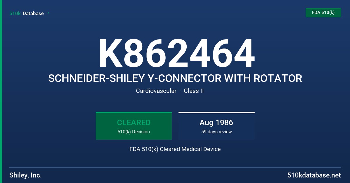 K862464 SCHNEIDER-SHILEY Y-CONNECTOR WITH ROTATOR FDA 510(k) Cleared Medical Device