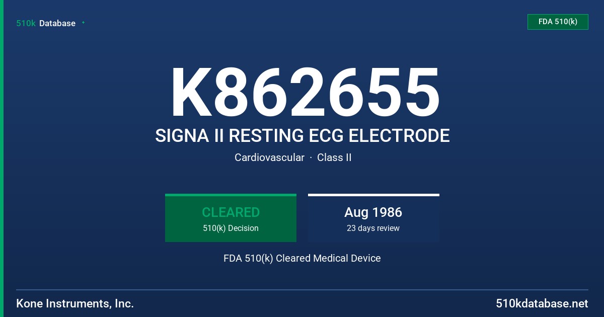 K862655 SIGNA II RESTING ECG ELECTRODE FDA 510(k) Cleared Medical Device
