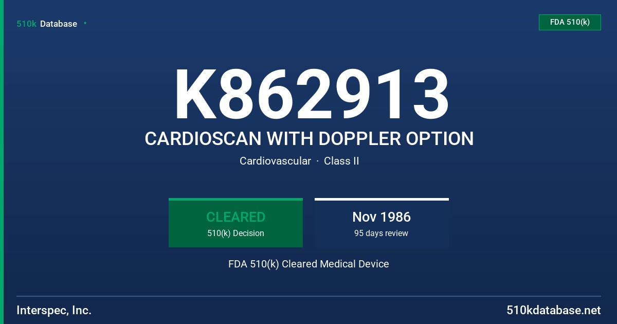 K862913 CARDIOSCAN WITH DOPPLER OPTION FDA 510(k) Cleared Medical Device