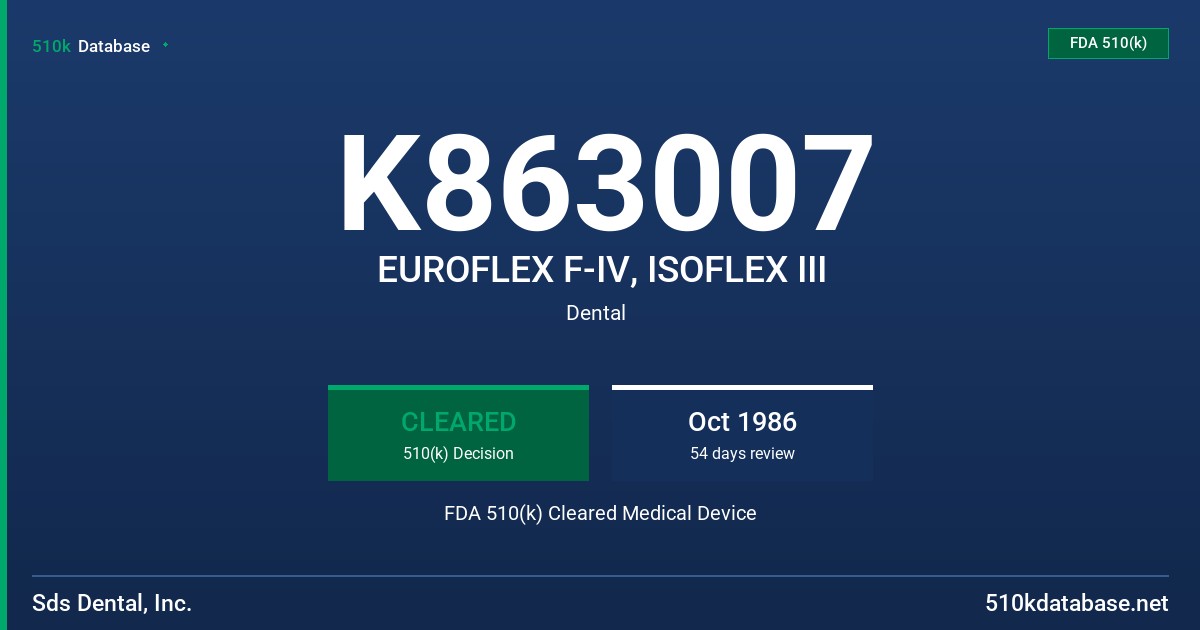 K863007 EUROFLEX F-IV, ISOFLEX III FDA 510(k) Cleared Medical Device