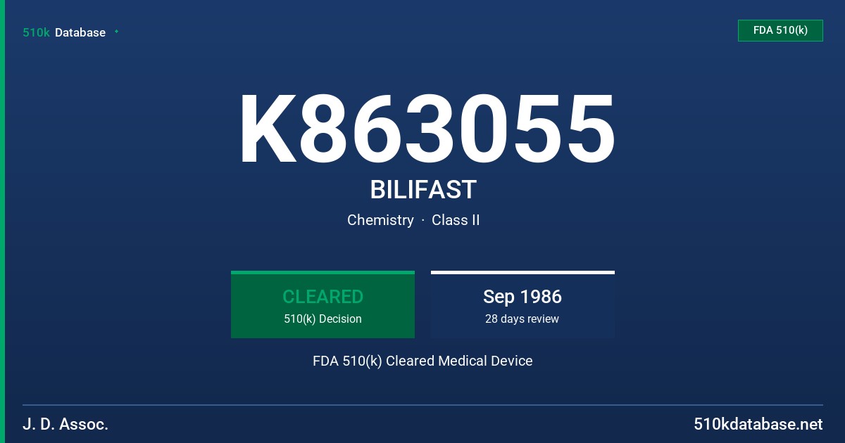 K863055 BILIFAST FDA 510(k) Cleared Medical Device