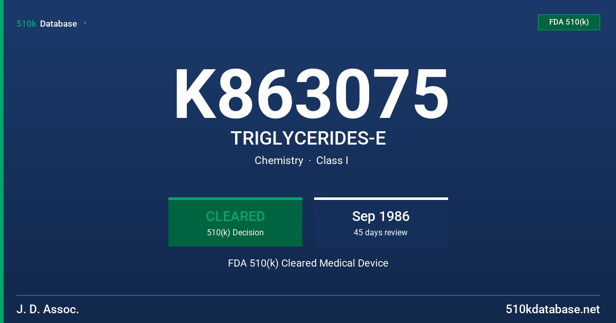 K863075 TRIGLYCERIDES-E FDA 510(k) Cleared Medical Device