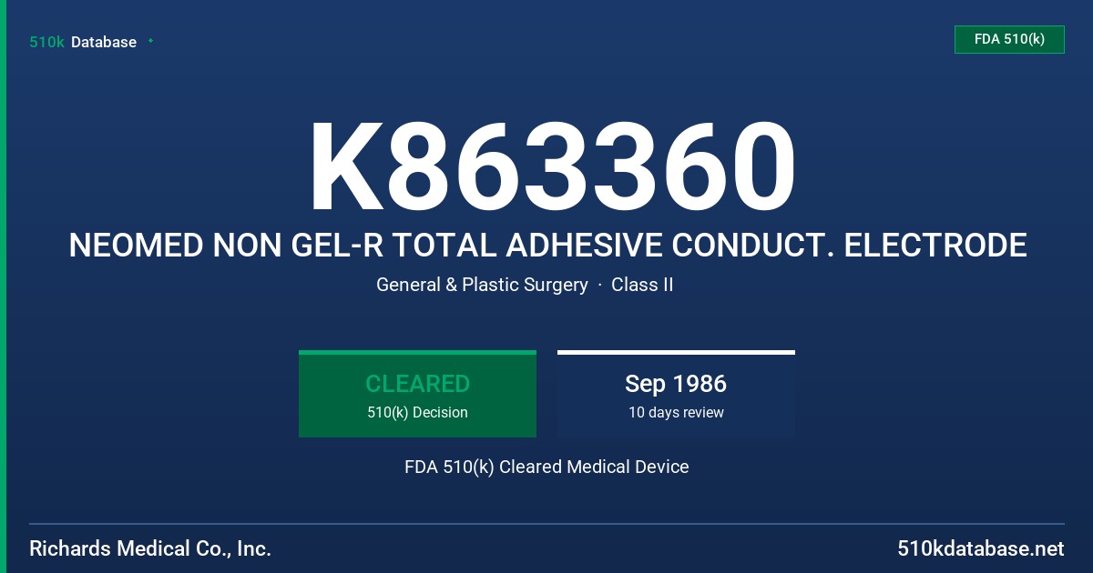 K863360 NEOMED NON GEL-R TOTAL ADHESIVE CONDUCT. ELECTRODE FDA 510(k) Cleared Medical Device