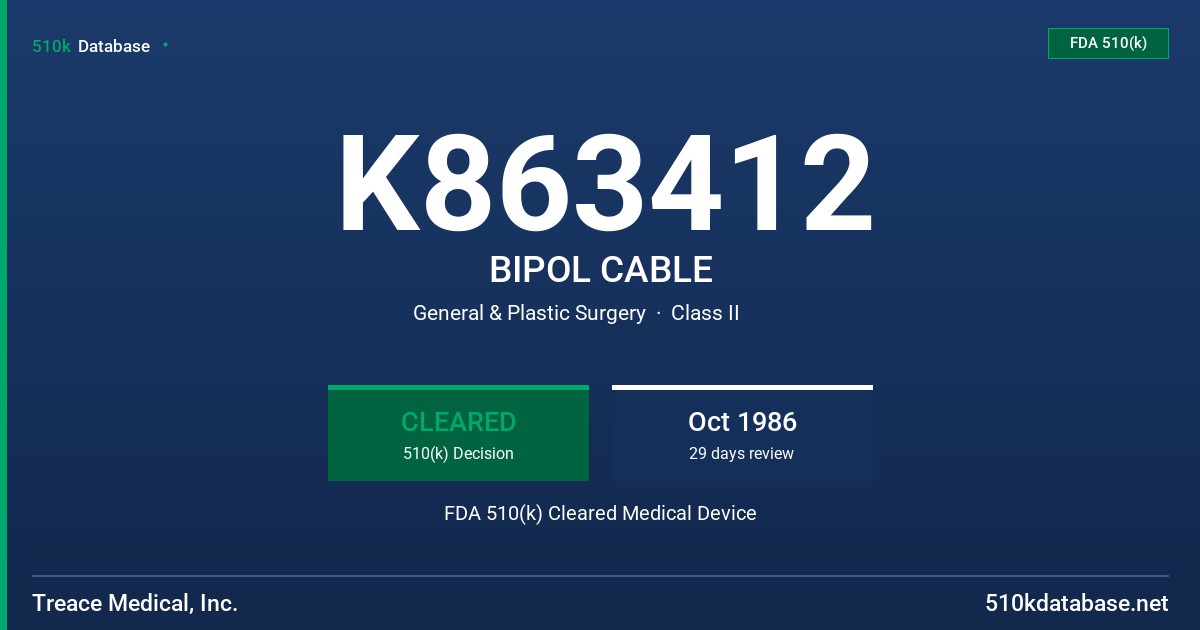 K863412 BIPOL CABLE FDA 510(k) Cleared Medical Device