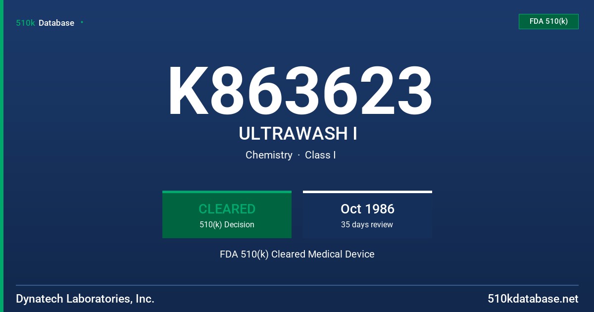 K863623 ULTRAWASH I FDA 510(k) Cleared Medical Device
