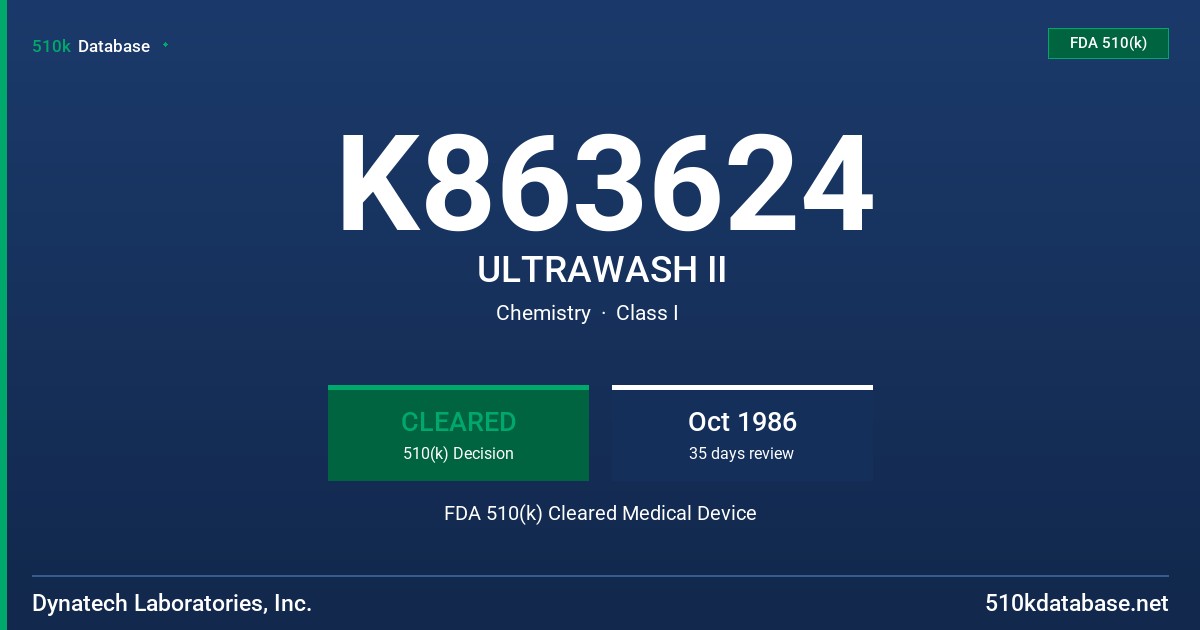 K863624 ULTRAWASH II FDA 510(k) Cleared Medical Device
