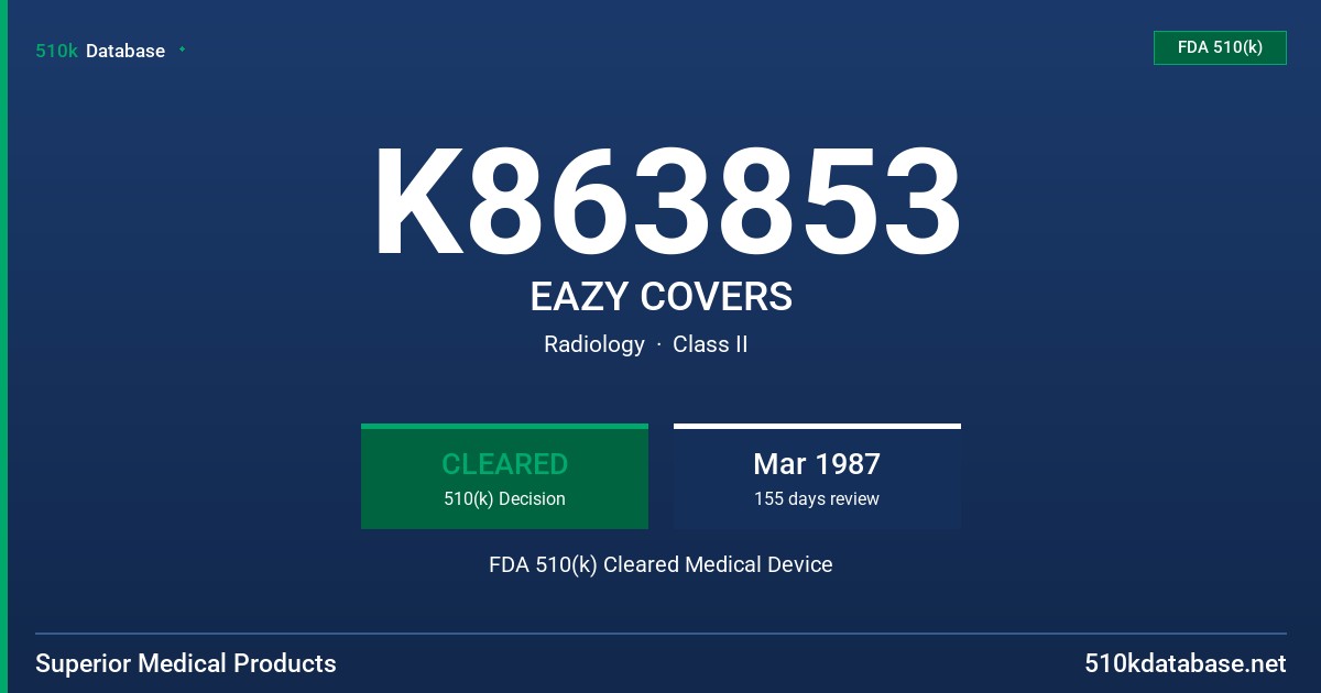 K863853 EAZY COVERS FDA 510(k) Cleared Medical Device