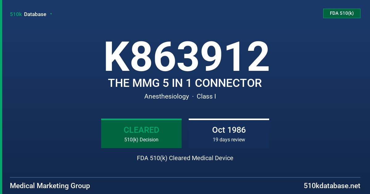 K863912 THE MMG 5 IN 1 CONNECTOR FDA 510(k) Cleared Medical Device